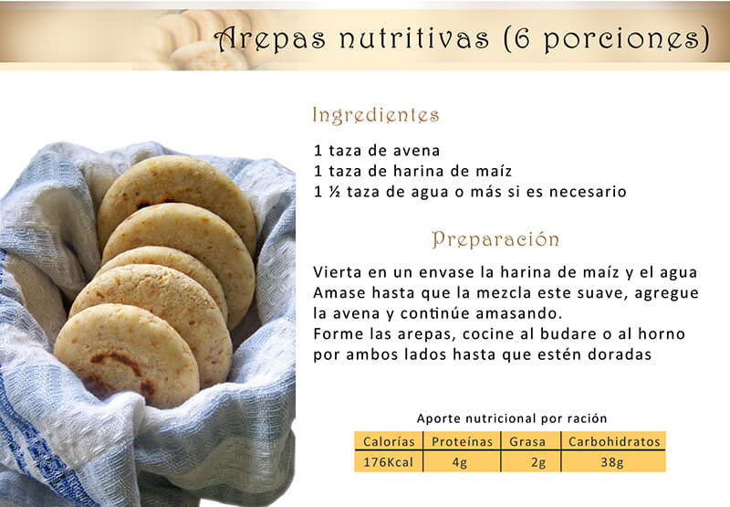 Arepas nutritivas (6 porciones)