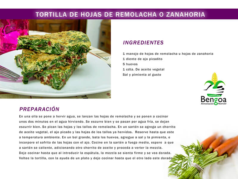 Tortillas de hojas de remolacha o zanahoria