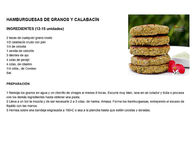 Hamburguesas de granos y calabacín