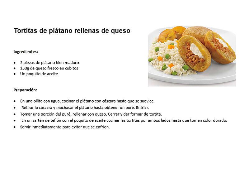 Tortitas de plátano rellenas de queso