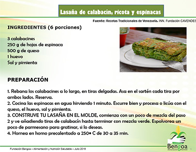 Lasaña de calabacín, ricota y espinacas